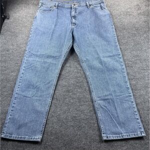 Wrangler Jeans Mens 42x30 Blue Relaxed Straight Leg Denim Medium Wash Casual